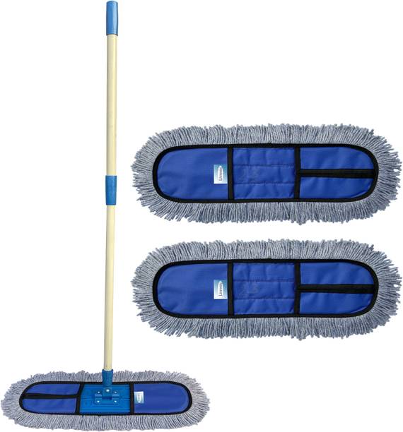 Livronic Wet and Dry Cotton pad Flat Floor 4 Feet Handle with 2 Refill Extra Wet & Dry Mop