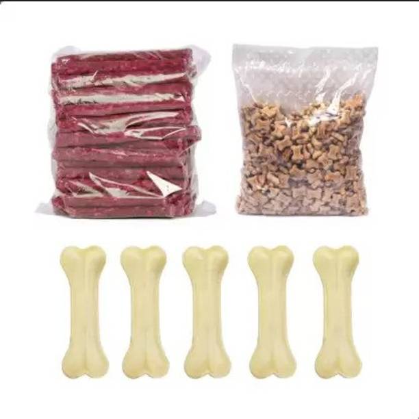 Foodie Puppies Mutton Munchy Sticks+Puppy Biscuits+Chew Bones 600gram each Pack of 3 Chicken, Mutton Dog & Cat Chew
