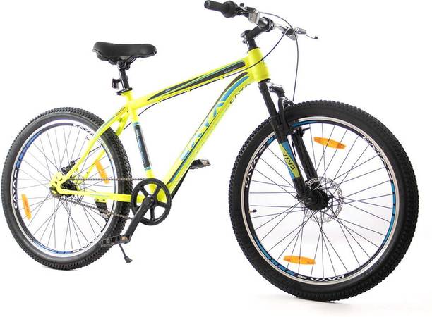 CAYA Fueled 26" Matte Floro Green Dual Disc, Double Wall Alloy Rims, Front Shocker 26 T BMX साइकिल