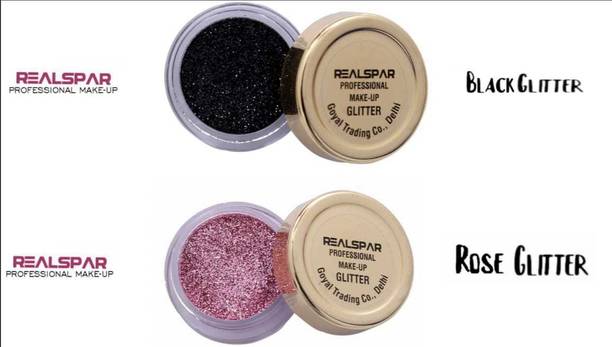 REALSPAR BLACK AND ROSE GLITTER PACK OF 2