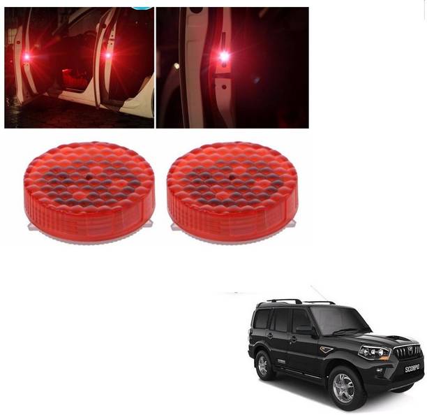 AuTO ADDiCT Car Waterproof 5 LED Wireless Car Door Warning Open Lights Indicator Decor Interior Flash Magnetic car led Lights for Anti Rear-End(RED) Free Batteries (2 Pair 4 pcs) For Mahindra New Scorpio Car Fancy Lights