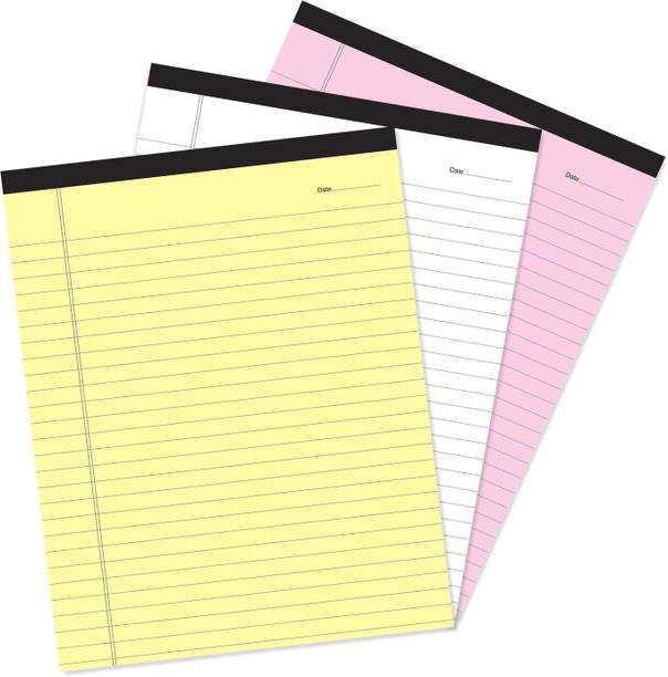 CLICKEDIN Notepads for Office, Writing Office Pads Premium 70 GSM Paper Legal/Wide Ruled Pad (Pack of 3 Colors) A4 Note Pad Ruled 50 Pages