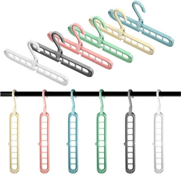 SEE INSIDE 9 Hole Plastic Hanger Hanging Hook for Clothes- pack of 12 Closet Organizer