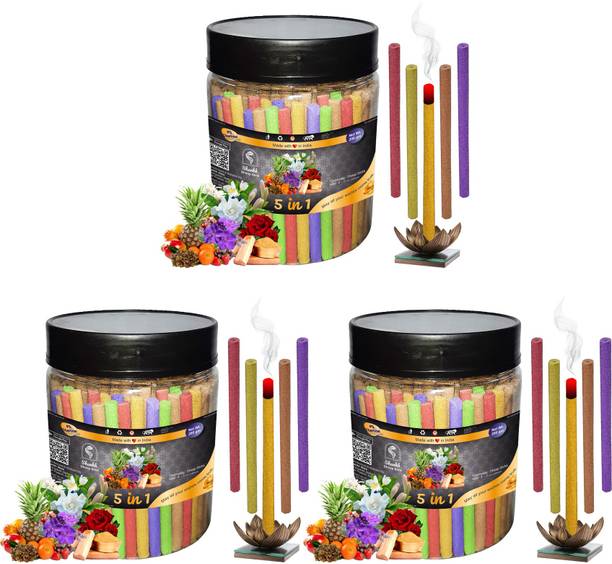 Shankh 5 in 1 (Multiple Fragrances) Dhoop Stick (Incense Stick) Pack of 600 gram (200 + 200 + 200) Fragrances Rose, Mogra, Panchvati, Lavender, Pineapple