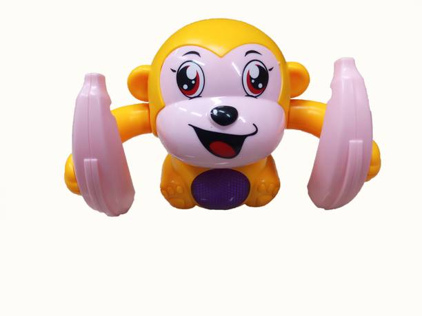 Learn With Fun Dancing and Spinning Rolling Doll Tumble Monkey Toy Voice Control Banana Monkey with Musical Toy with Light and Sound Effects and Sensor Yellow Color