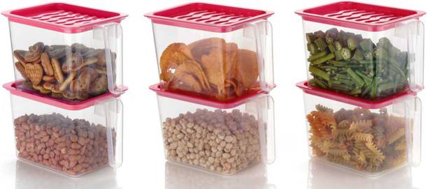 BELLERBIRD Multipurpose Fridge storage containers & jar Set with Handles and Airtight Lid  - 1000 ml प्लास्टिक फ्रिज कंटेनर