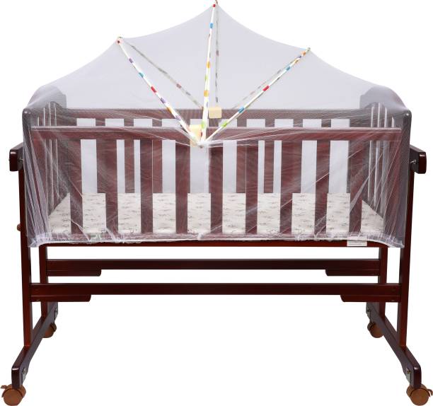 1st Step Wooden Cradle with Detachable Mosquito Net, Swing with Swing Lock and Wheels with Lock Brand