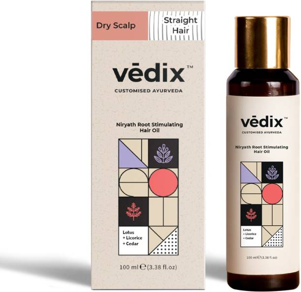 Vedix Ayurvedic Niryath Root Stimulating Hair Oil for Dry Scalp - Straight Hair Hair Oil
