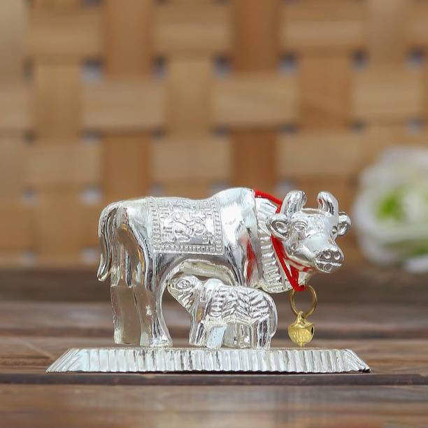 Agromech silver cow pooja articles Decorative Showpiece  -  5 cm