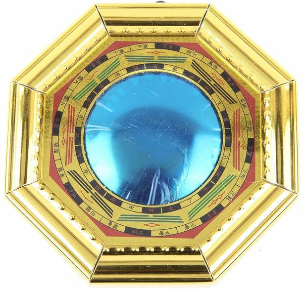 SWISS WONDER Feng Shui Bagua Pakua Convex Round Wall Mount Mirror for Vastu Positive Decorative Showpiece  -  15.24 cm