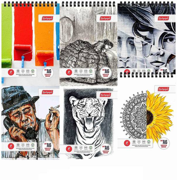 NEELGAGAN My Sketch Book A6 Twin Wiro, White Cartridge 140 GSM P-6 (14.7 cm x 21.0 cm) Sketch Pad