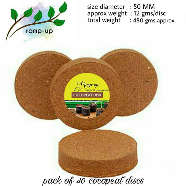 ramp-up cocopeat disc Netted For Gardening Seedling Tray - All Vegetables, Flowers & Other Plants (pack of 40) Husk