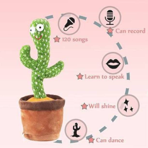 abundance Dancing Cactus Toy, Sing+Repeat+Dancing+Recording+LED plant (Green)