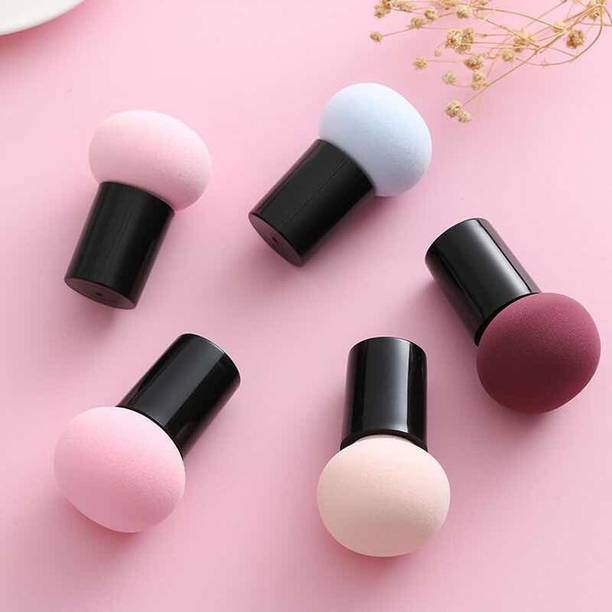 AVTY Elastic Soft Mushroom Shape 5 Piece Beauty Blender for Liquid, Cream and Powder Sponge Makeup Puff (Colors May Vary)