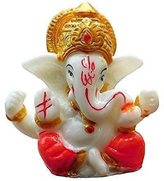 HANDICRAFTY Bal Ganesh Idol for Car Dashboard Small Ganesh Ji Idol for Home Decor And Pooja Decorative Showpiece  -  10 cm