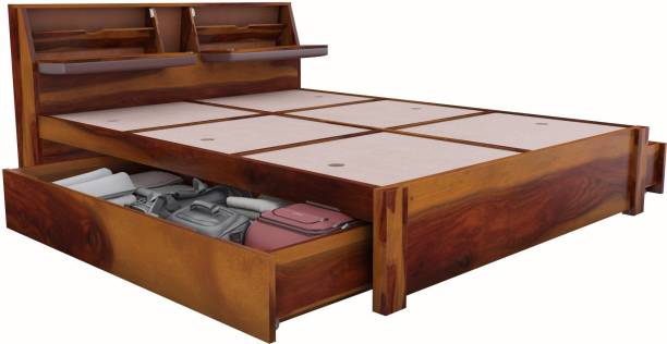 Vintej Home Sheesham Wood Solid Wood Queen Drawer Bed