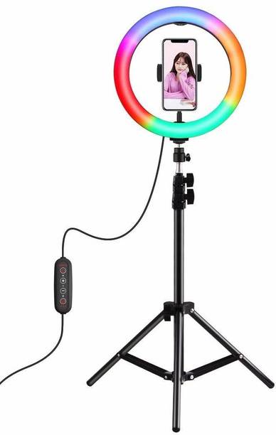 Webilla 10 Inch Big LED Ring Light with Tripod Stand 26 RGB Color Changing & Dynamic Flash Mode for YouTube|Photo Video Shoot|Live Stream|Makeup & Vlogging|Compatible with iPhone Android Phones Ring Flash