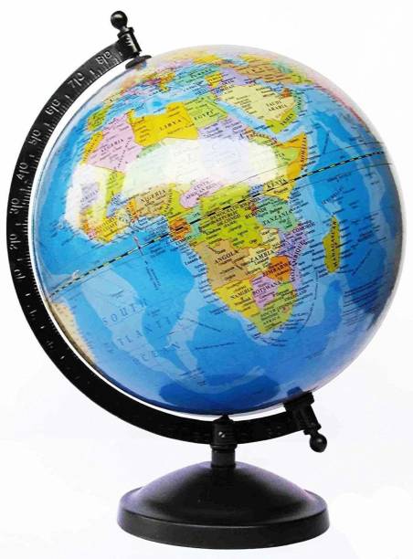 TechBlaze Globe for Students 5 inch World Globe with Magnifying Glass for Office Table Steel Arc Educational Political Map for Geography Students School Institutes and Home Décor Study Table Decor DESK world World Globe