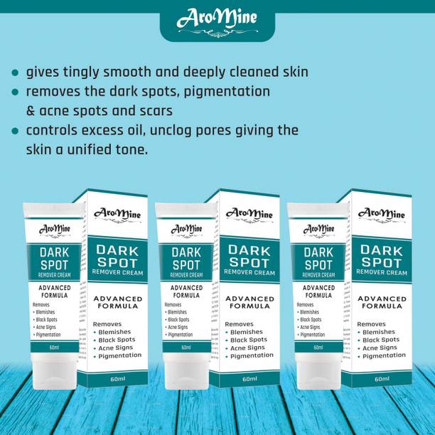 AroMine Dark Spot Remover Cream | Brightening & Lightening | Pimple Marks | Acne Scars | Uneven Skin Tone | Pigmentation & Blemish Removal Free, 60ml-Packof-3-Tube-(180ml)