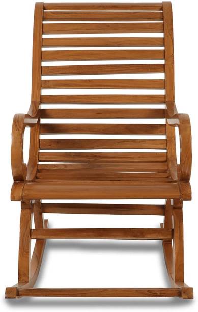 Decorhand Teak Wood Rocking Chair For Living Room / Garden - Rosewood Finishing for adults/Grand parents Solid Wood 1 Seater Rocking Chairs
