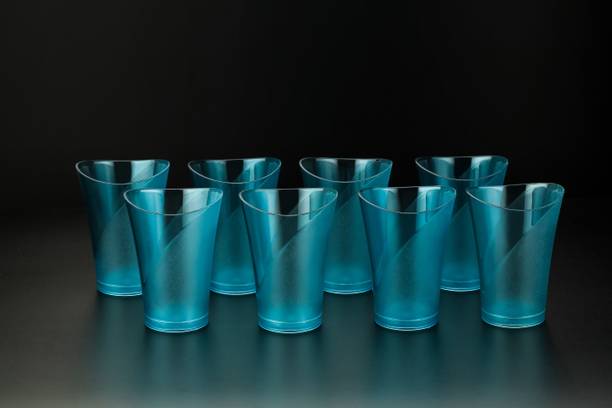 Sentricus (Pack of 8) Plastic Water Juice Drinking Set Of 8 (Sky Blue,Plastic) Glass Set Water/Juice Glass