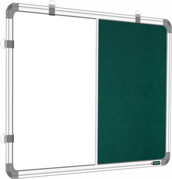 YAJNAS 2X3 Feet Premium Combination Board (Non-Magnetic Whiteboard With Green Pin-Up/ Bulletin Board /Notice Board) For Home, Office & School Use. Heavy-Duty Aluminium Frame (Pack Of 1 Combination Board)| Colour - Green Notice Board