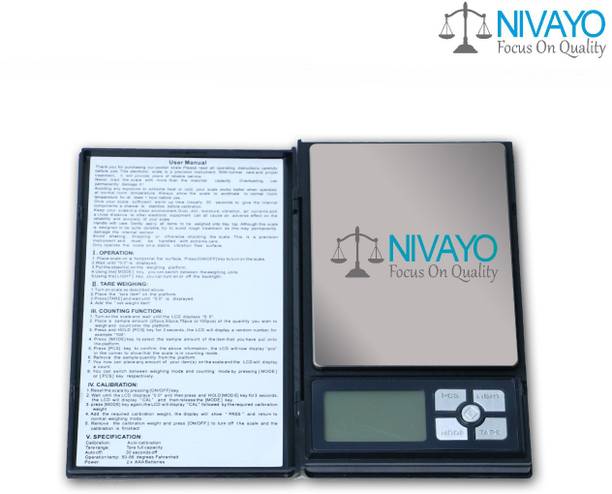 NIVAYO NOTEBOOK DIGITAL WEIGHING SCALE FOR JEWELLERY,,HOME,LAB, MULTIPURPOSE USE,WEIGH UPTO 500 GRAMS,TM-,L333(BLACK) Weighing Scale