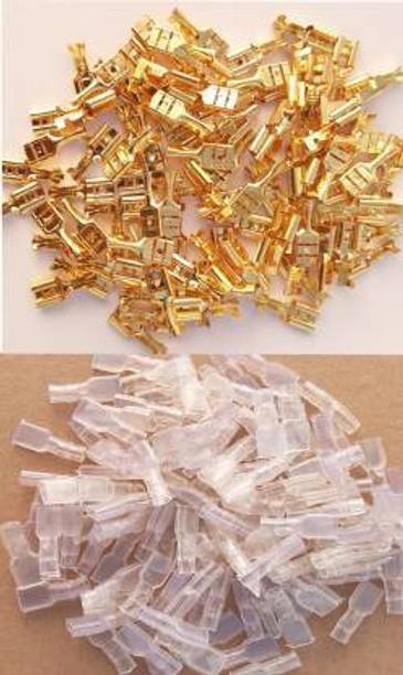 SK TRADERS 6mm Electrical Wire Cable Thimble + Thimble Cover Lugs Crimp Thimble with Transparent Plastic Insulating Sleeves 100+100 Pcs Thimmble with Transparent Silicon Plastic Insulating Sleeves for PCB Wire Connector