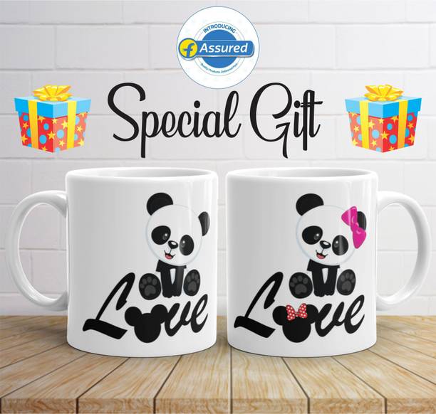 Artgenics Love With Panda Printed Couple Coffee Tea Cup for Husband, Wife On Marriage, Anniversary, Birthday, Valentine Gifts Ceramic Coffee 325ml. Ceramic Coffee Mug