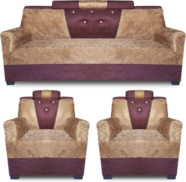 Owleaf Allur Fabric 3 + 1 + 1 Brown Sofa Set