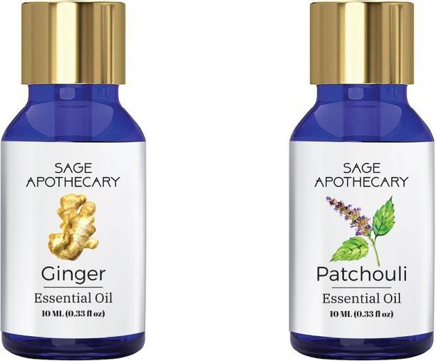 Sage Apothecary Essential Oil Combo 2 in 1 pack (Ginger & Patchouli)│100% pure