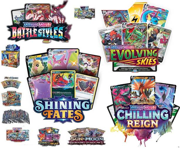 Bestie Toys Pokemon Cards Basic Ex Gx Booster Cards Mix Edition Cards (10 Pack)