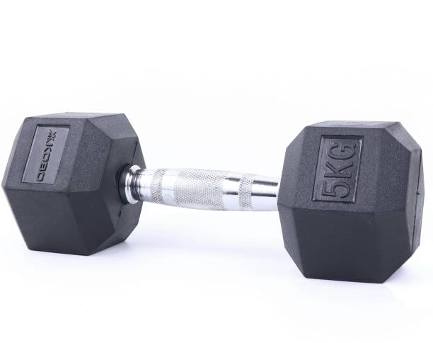 KOBO HOME GYM EXERCISE 5 KG X 2 (Total 10 KG) CARDIO AEROBIC FITNESS GRIPPY HEX RUBBER Fixed Weight Dumbbell