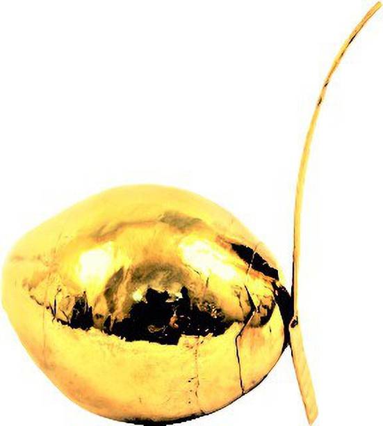 Shrinika Pure Brass Hand Made Pooja Coconut / Brass Pooja Nariyal / Pital Daab (Gold _ 05" x 05" x 04" _ 100 Gram) Artificial Fruit