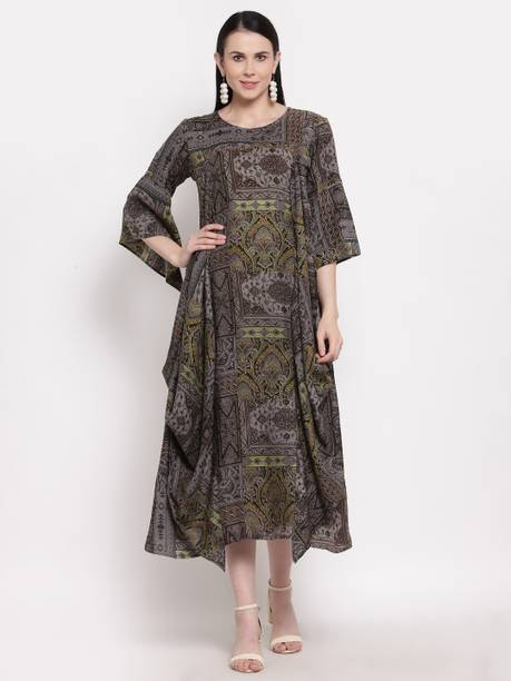 Printed Viscose Rayon A-line Kurta for Women