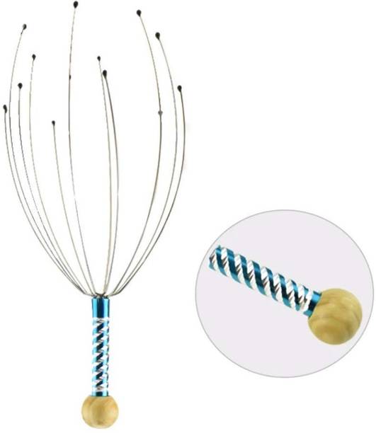 SUPERTEXON Scalp Head Massager Hand Massager Manual Head Massage Tool 12-Claw Stainless Steel Head Massager With 5-Claw Ball Massager Set Blue, Scalp Stress Relax Spa Therapy Massager