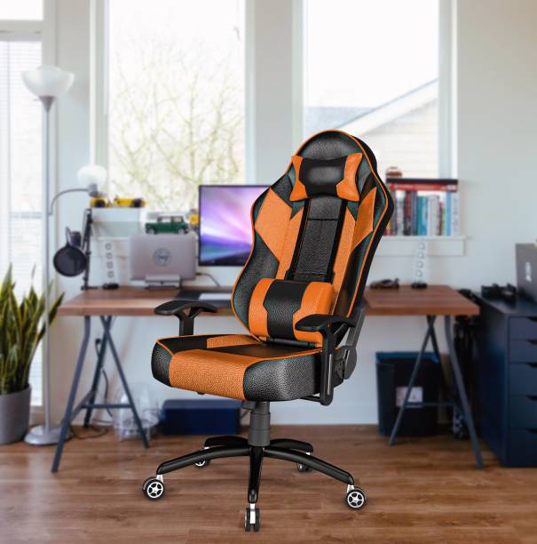 REKART Multi-Functional Ergonomic Gaming Chair with Lumbar Support, Adjustable Ergonomic Gaming Chair Adjustable Back Rest Fixed Arm Rest 175 Recline M1-Orange Gaming Chair