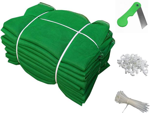 sai praseeda 50% UV Protection Garden_Balcony_Terrace Shade Net_3 M X 3 Meters_10 X 10 Feet_Green Color with 1 Blade_30 Tags_30 Clamps SBSN1 Portable Green House