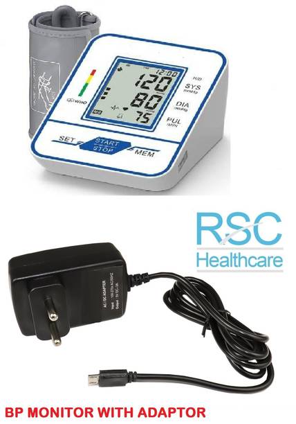 rsc healthcare RSC-07 Digital Bp Monitor WITH FREE AC/DC ADEPTOR Fully Automatic Arm-type Digital Blood Pressure Monitor with option for micro USB port ( Made In India ) WITH ONE YEAR WARRANTY Bp Monitor