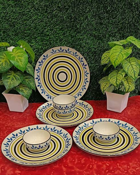 caffeine Ceramic caffeine Ceramic hamdnade asmiya Combo Set (Set of 8 ) Dinner Set