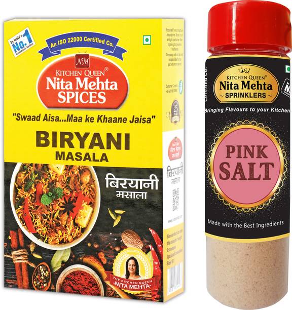 KITCHEN QUEEN NITA MEHTA Combination Of Biryani Masala 100g | Pink Salt Sprinkler 150g Combo