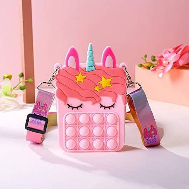Neel Pop It Bag Unicorn Shape Sling Bag Crossbody Bag for Kids, Pop It Bag for Girls, Pop It Fidget Toy Shoulder Bag, Fidget Purse for Kids Stress Relief Toys, (Multicolor, Pack of 1)