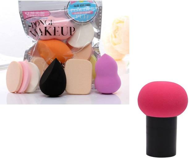 लैकयू ग्लो Mushroom Powder Puff Blender Sponge with Makeup 6 In 1 Beauty Blender - PACK OF 7 (MULTICOLOR)