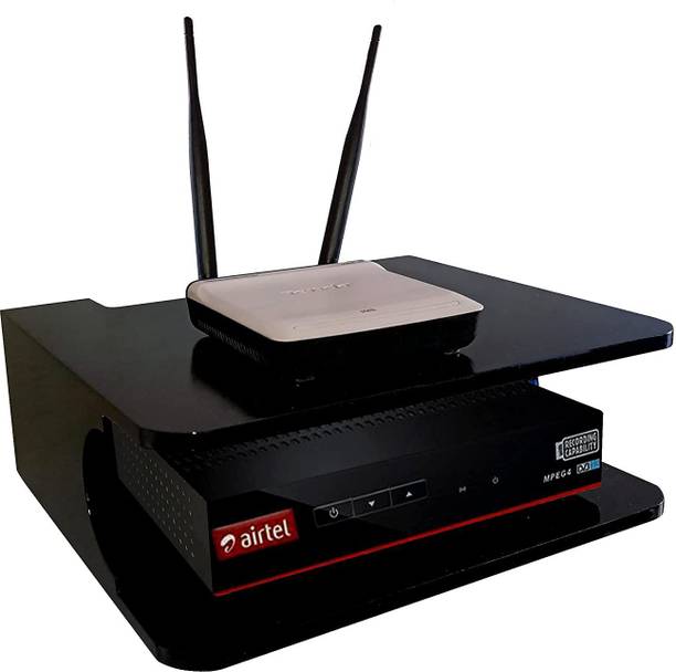 Rahat Handicraft Setup Box Stand/Set Top Box Stand/WiFi Router Holder For Home Wall Decor - Black MDF (मीडियम डेंसिटी फाइबर), वुडेन वॉल शेल्फ