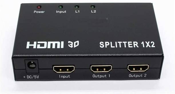 GITRU Metal HDMI Splitter 1 in 2 Out, 4K HDMI Splitter for Dual Monitors Duplicate/Mirror Only, 1x2 HDMI Splitter 1 to 2 Amplifier for Full HD 1080P 3D with HDMI Cable (1 Source onto 2 Displays) Media Streaming Device