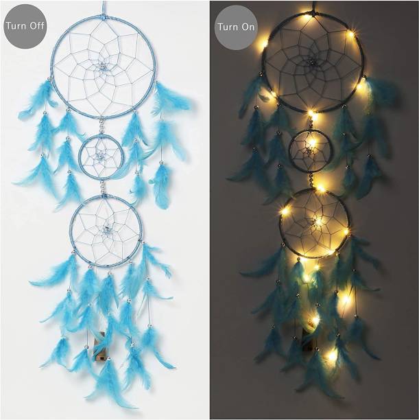 ILU Dream Catcher with Lights, Wall Hangings, Crafts, Home Décor, Balcony, Garden, Feather Dream Catcher