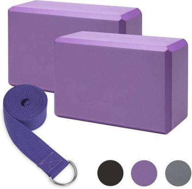 Minso Bricks and Strap Set 2 Packs Eco Friendly Non Toxic with Belt Yoga Blocks