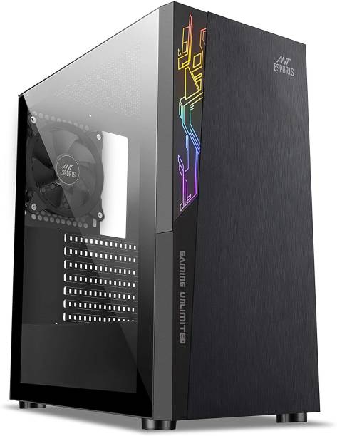 Ant Esports ICE-120AG Mid Tower Computer Case I Gaming Cabinet Supports ATX, Micro-ATX, Mini-ITX Motherboard with 1 x 120 mm Rear Fan Preinstalled - Black Mid Tower Cabinet