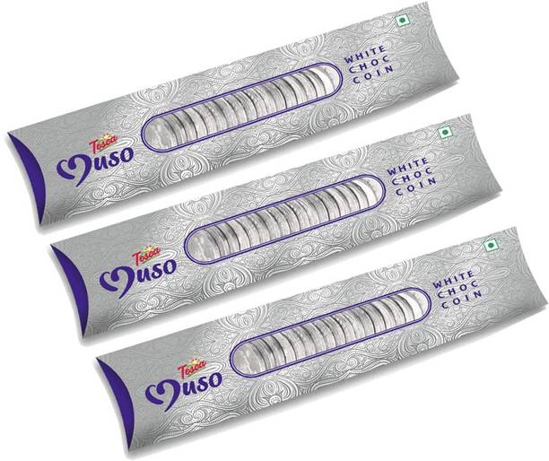 Tosca Combo of Strip Muso White Chocolate Silver Coins Strip (20 pcs Each | Pack of 3) Bites