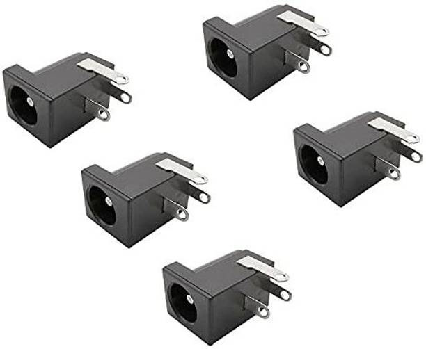 RANVIRKAR 3Pin Black DC Power Jack Socket Connector | DC-Connector Female Jack (Pack of 5) Electronic Components Electronic Hobby Kit